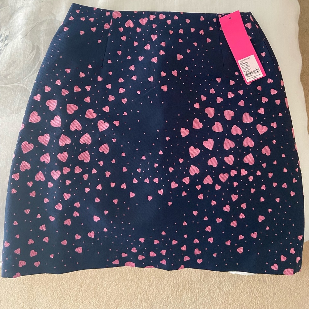 Lilly Pulitzer Adler Skirt True Navy Heart Jacquard